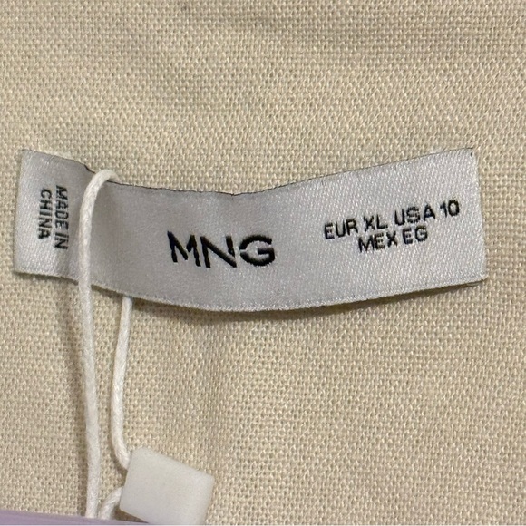 NWT Mango Sleeveless Linen-Blend Button-Down Mini Dress - Beige - Size 10 - Picture 2 of 7